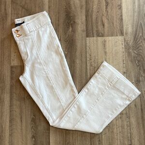Indigo Poppy White Flared Jeans